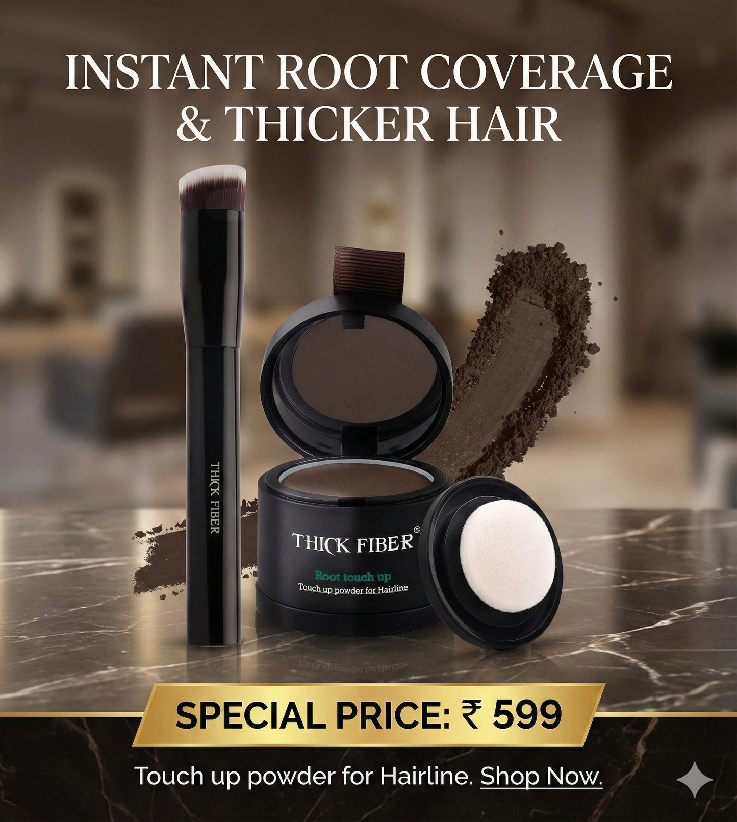 Hair Root Touch-Up Powder for Hairline | Instant Hair Concealer with Brush/Sponge 🖌️